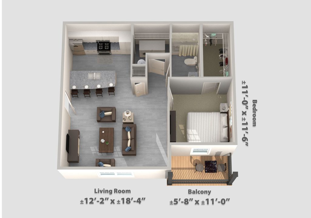 Abbot: 1 Bedroom Floor plan