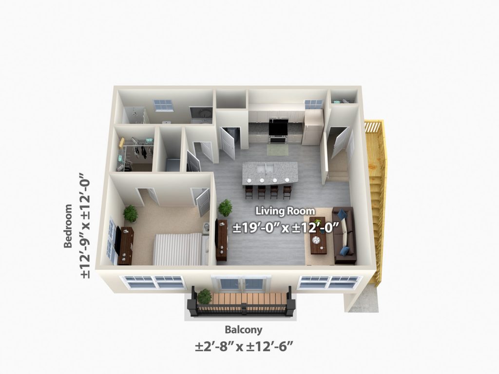 Carriage House: 1 Bedroom floor plan